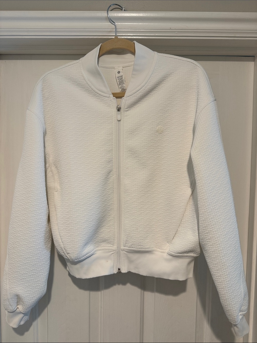 lululemon athletica White Textured Zip-Up Bomber Jacket